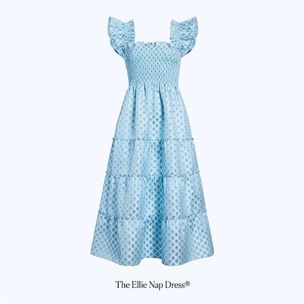 Hill House shimmer floral brocade dress